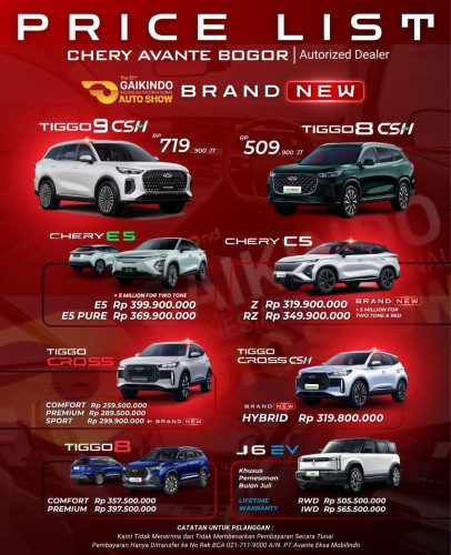 Pricelist Harga Chery kabupatensumedang 2025